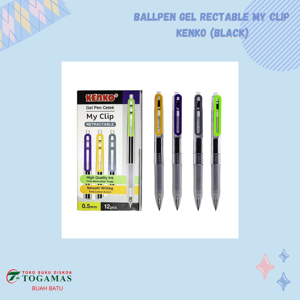 

BALLPEN GEL RECTABLE MY CLIP KENKO (BLACK)