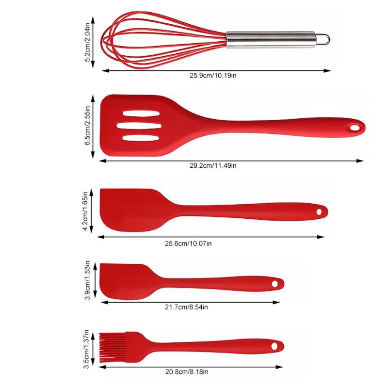 Spatula Silikon Set 5in1 Alat Masak Tahan Panas