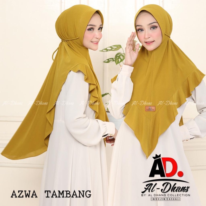 Jilbab AZWA TAMBANG Al-Dhans Hijab Jersey Irish Premium Original AD Kerudung Instan Pad Antem Tali R