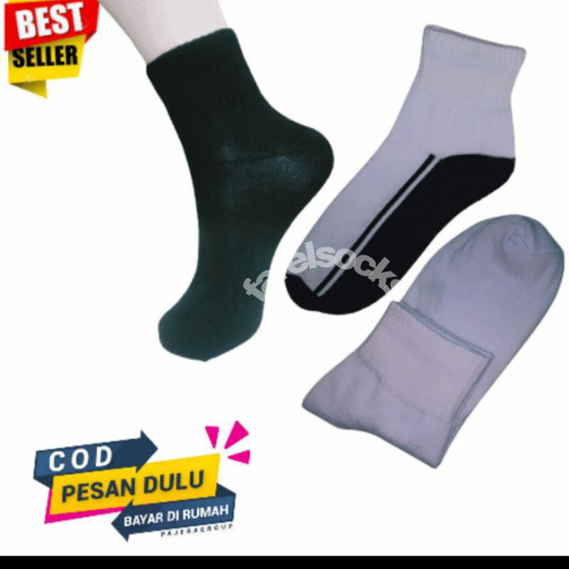 ( paket 3 pasang) KAOS KAKI SPORT POLOS PENDEK KAOS KAKI OLAHRAGA no kemas