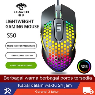 LEAVEN S mouse gaming RGB komputer kabel backlit Ergonomic murah mouse game