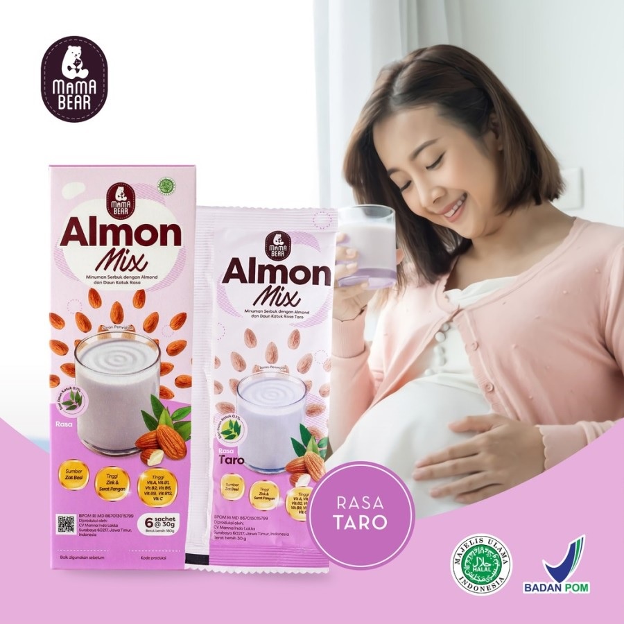 MamaBear Almon Mix 6 x 30gr Minuman Susu Pelancar ASI Almond Milk Ekstrak Daun Katuk Mama Bear