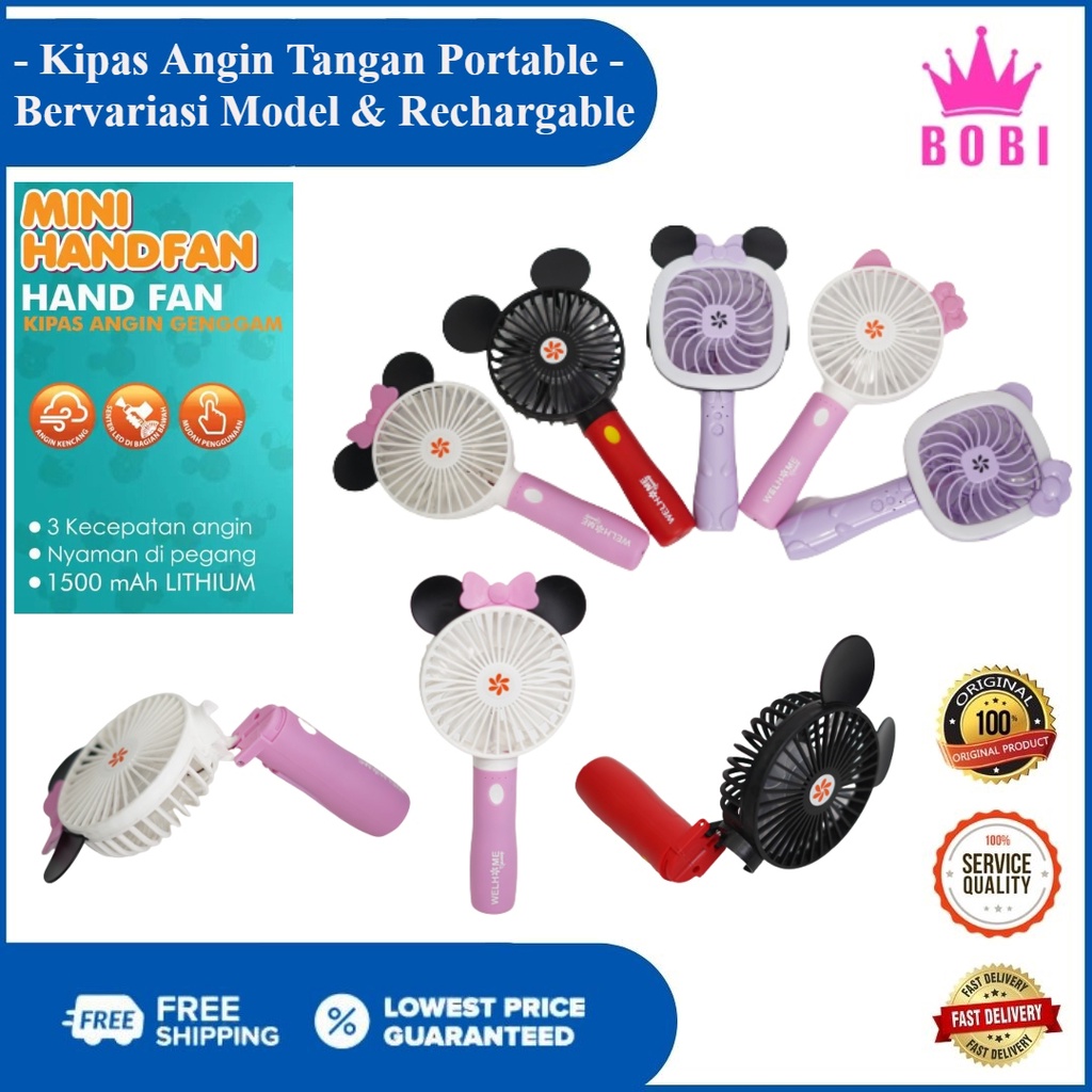 Kipas Tangan Portable / Kipas Angin Genggam USB Portable Mini Fan LED - Warna Random