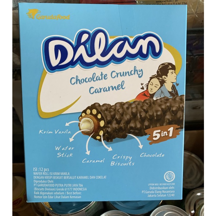 

54ekh Dilan Chocolate Crunchy Caramel Garudafood 1 Box Isi 12 Pcs 60J