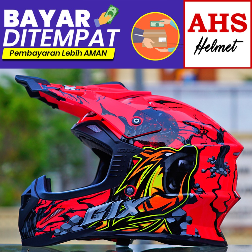 Helm Cross Gix Supercross Wolfgang Pink - Free Tas Helm Trail Gix Cross Original Helm Cross Gix