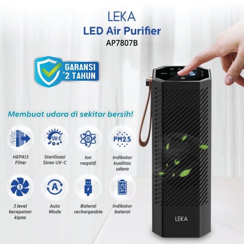 LEKA AP7807 LED Air Purifier - HEPA13 Filter Sinar UV-C Portable HEPA