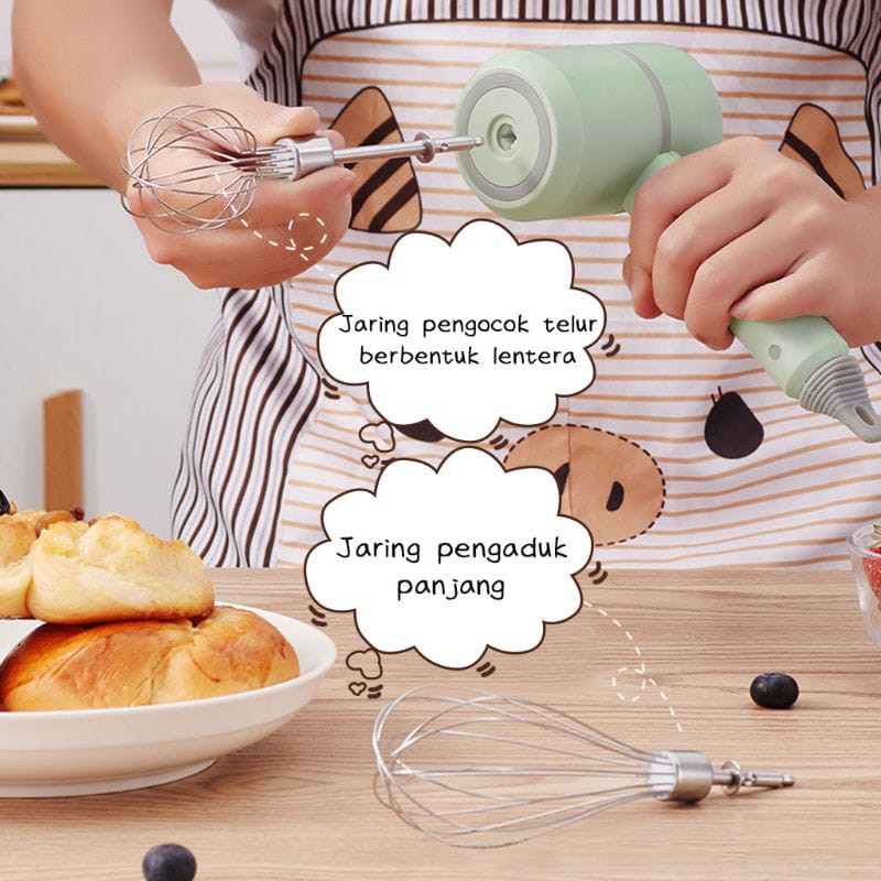 DS Hand Mixer Telor Wireless Portable Pengocok Telur/Electric Egg Beater Elektrik USB Rechargeable