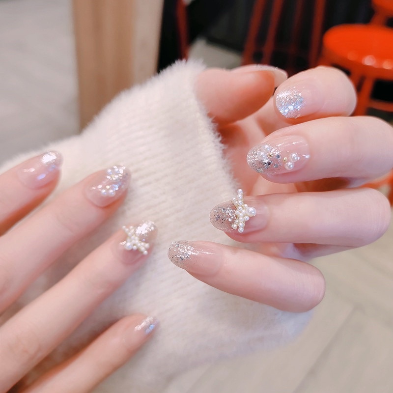 Kuku Palsu 【B85，lem cair】Nikah kuku Wedding False Nailart Pengantin Tangan