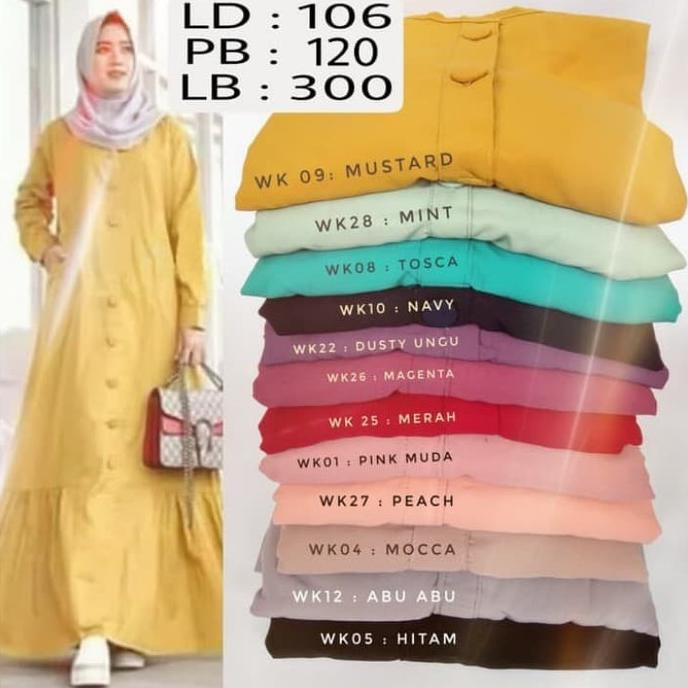 TERMURAH Gamis Wolfis Aeesha Dress Wolpeach Polos - Hitam