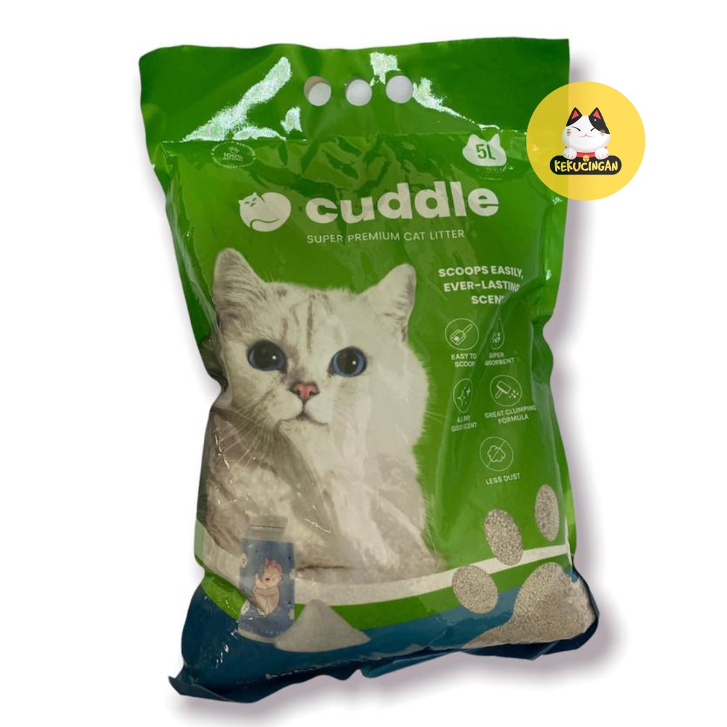 Pasir Kucing CUDDLE Pasir Gumpal Wangi Bentonite Cat Litter 5L