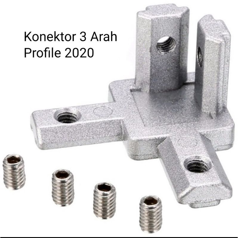Bracket Aluminium Profil 3 Arah 2020 M5 Konektor Sudut