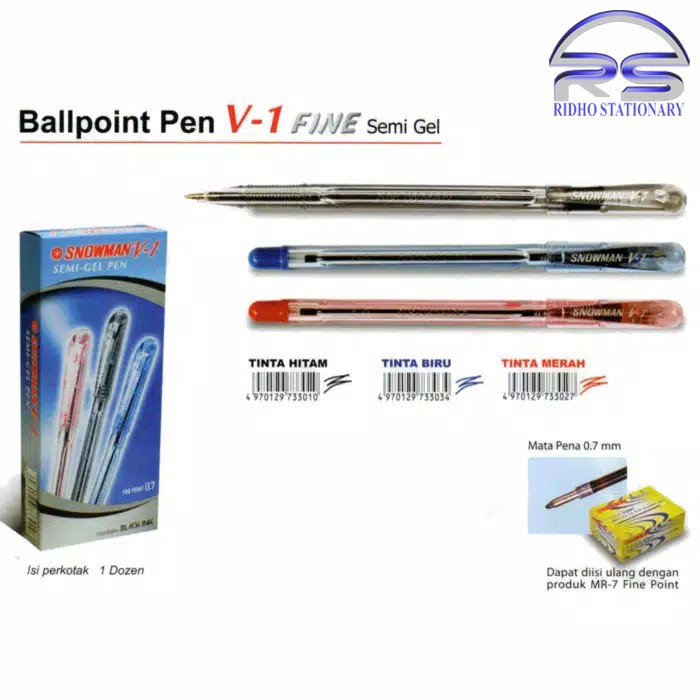 

Pulpen Snowman V-1 / FINE Semi Gel (1,0 mm) Asli Original ( 1 Pcs )