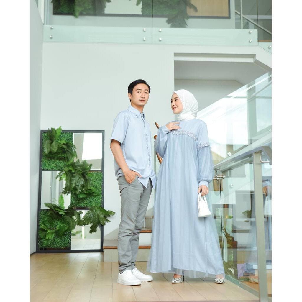 BAJU GAMIS COUPLE SARIMBIT KELUARGA PASANGAN MUSLIM NIBRAS AURORA PURPLE GAMIS PROMO TERBARU 2021