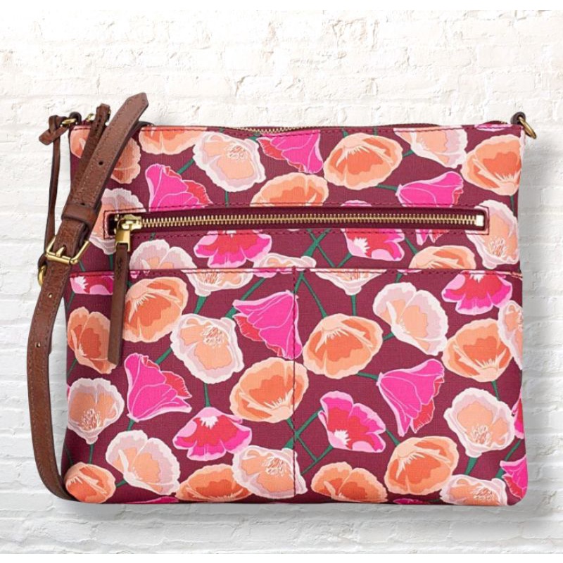 Tas selempang wanita fossil fiona crossbody pink multi