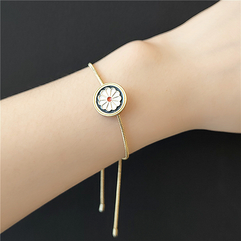 CHARMS Gelang Motif Bunga Daisy Adjustable Gaya Chic Untuk Wanita