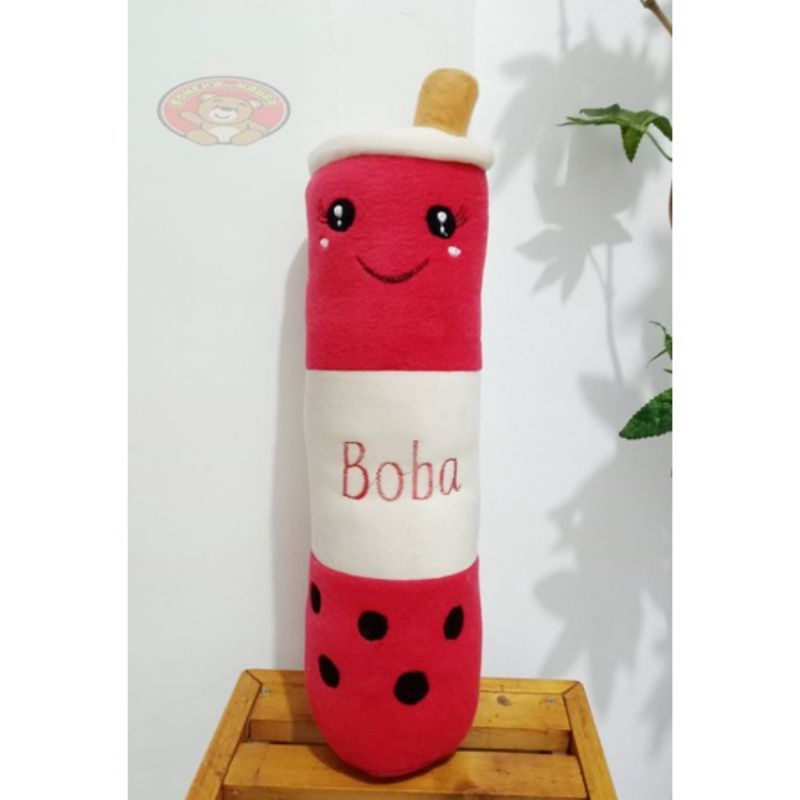 Guling Boneka Milk Tea LED Kain Halus Tinggi 60Cm