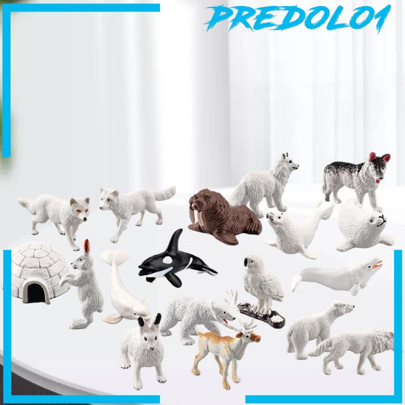 [PREDOLO1] 18x Realistic Mini Arctic Animals Toys Tabletop Decoration for Toddlers