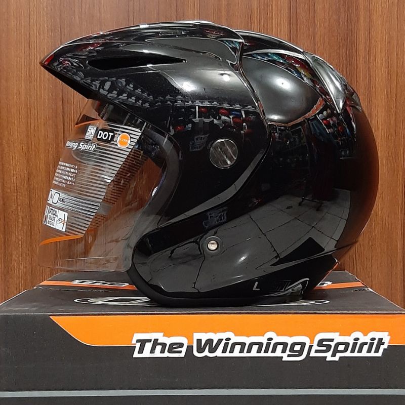 HELM INK CX 220 SOLID ORYGINAL 100% LISENSI SNI / DOT ( FREE BOX )-Hitam Glossy