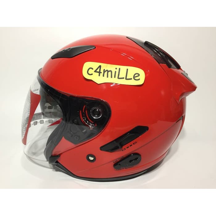 Helm KYT Galaxy Double Visor red ferrari / merah ferrari