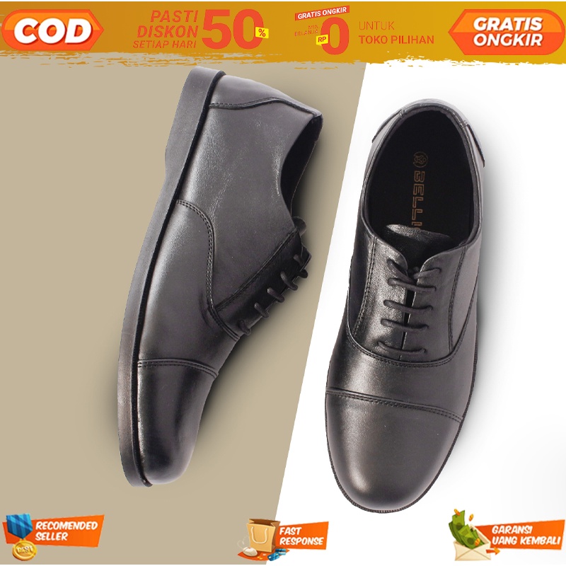 Sepatu Hitam Oxford Pantofel Formal Pria 100% Kulit Sapi Premium - Sepatu Kerja Kantor Kulit Laki La