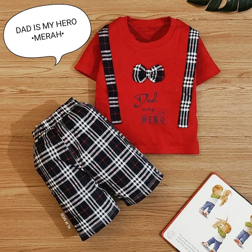 Klik Mds Setelan Baju Anak Bayi Laki-laki Usia 2-9 Bulan Motif Dad Is My Hero