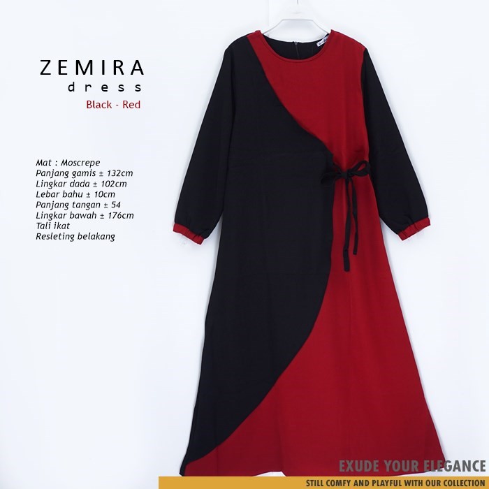 ZEMIRA DRESS / longdress - gamis fashion muslimah bahan moscrepe