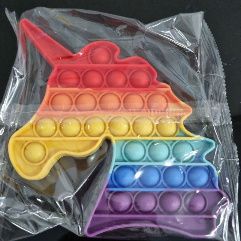 POP IT FIDGET TOY mainan penghilang stress relief kids kualitas 3d embos premium / MAINAN POP IT TIK TOK ANAK-Unicorn rainbow