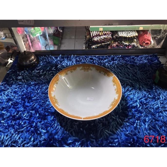 ] Mangkok makan keramik 20cm motif pinggiran emas - Mangkok serbaguna