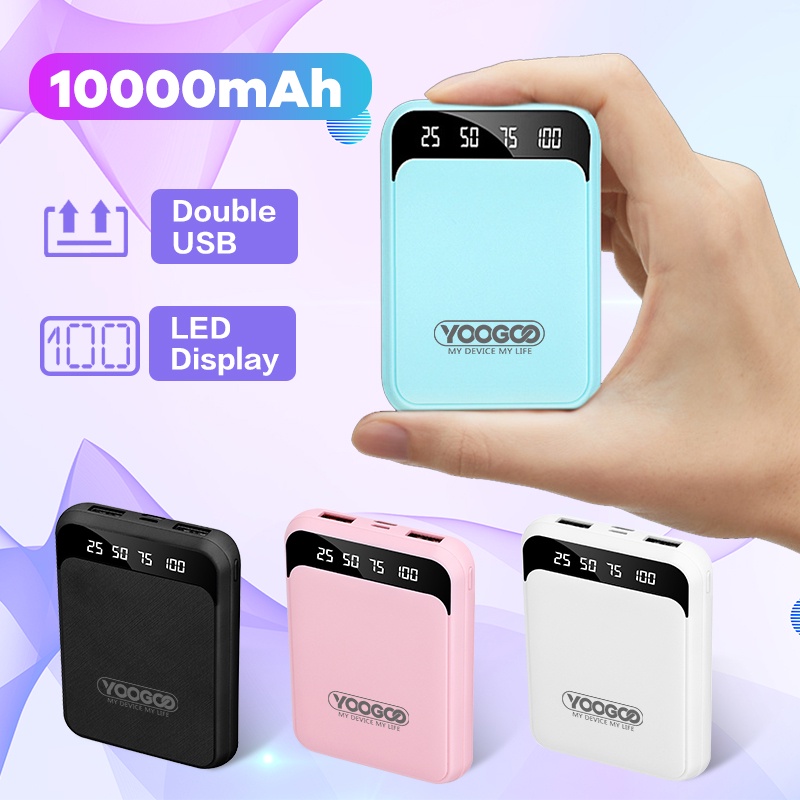 Powerbank with LED Display 10000mAh 2 Input Original Universal Power Bank Murah Mini Portable Bisa Dibawa Naik Pesawat