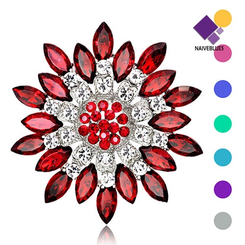 Bros Bentuk Bunga Aksen Kristal Untuk Wanita