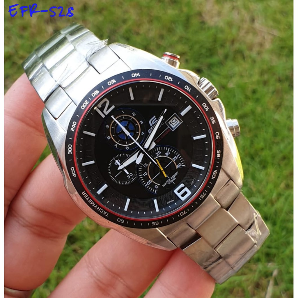 termurah EDIFICE EFR-528, baterai, all steel, 42mm  include box free batrai cadangan
