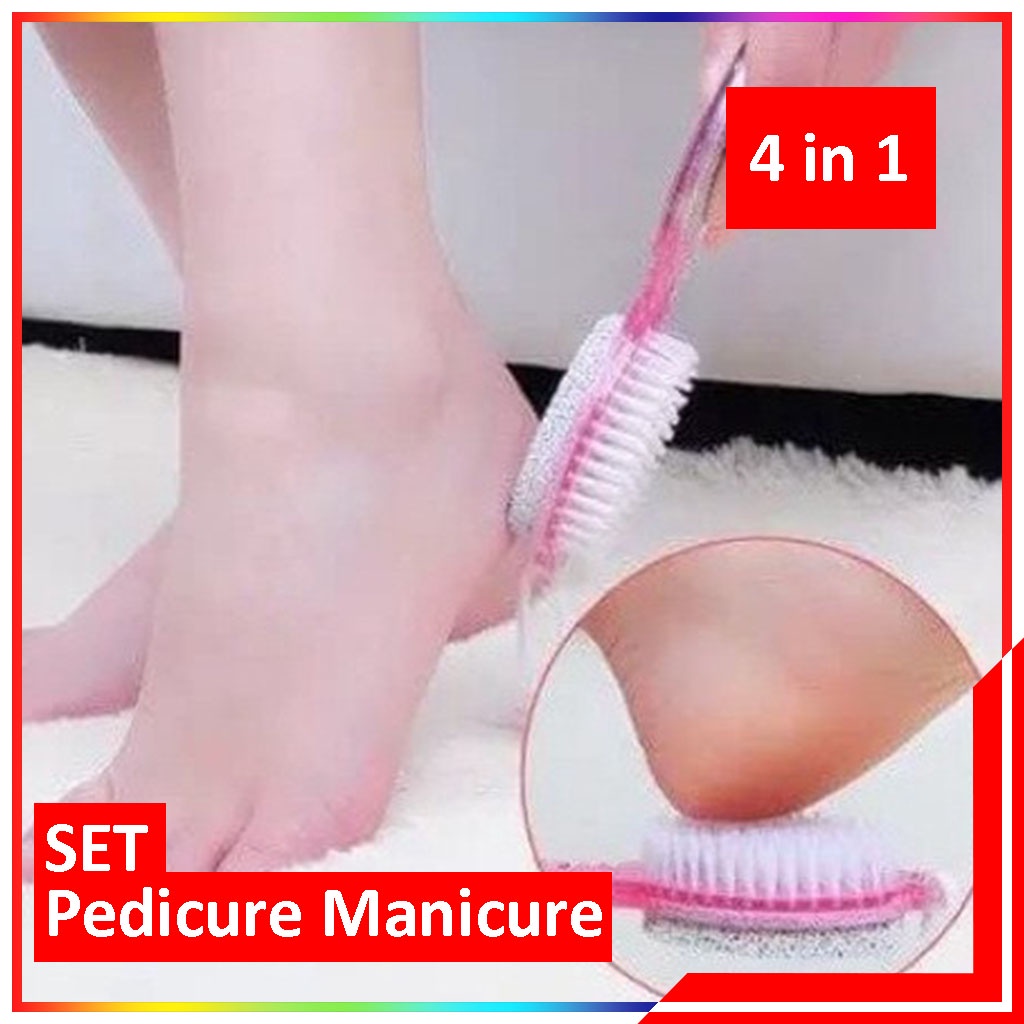 4 Step Perawatan Kaki Pedicure Manicure Set Paddle Foot Cleanser Penghalus Kaki Pecah Pecah Kaki Kapalan 4 in1