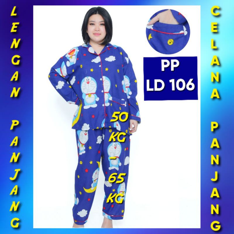 baju tidur katun ibu dan anak  bisa pasangan keluarga motif emon lonceng