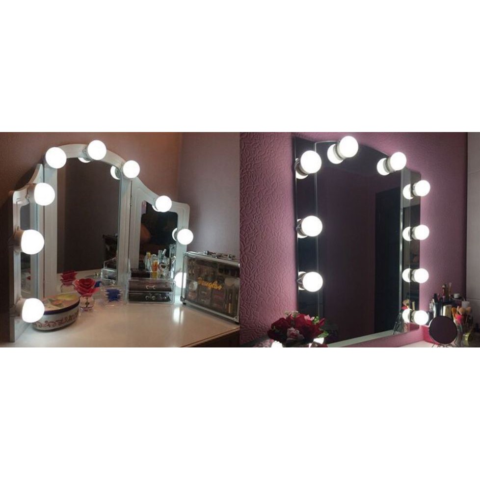 Lampu tempel 10 Led putih kaca cermin meja rias dandan kosmetik kosmetika make up makeup light kamar