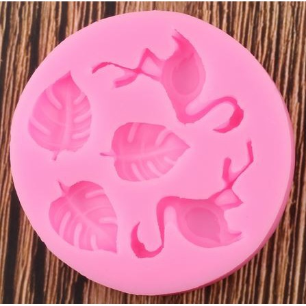 3D Silicon Mold Fondant Cake Decoration - Flamingo and Monstera Leaf