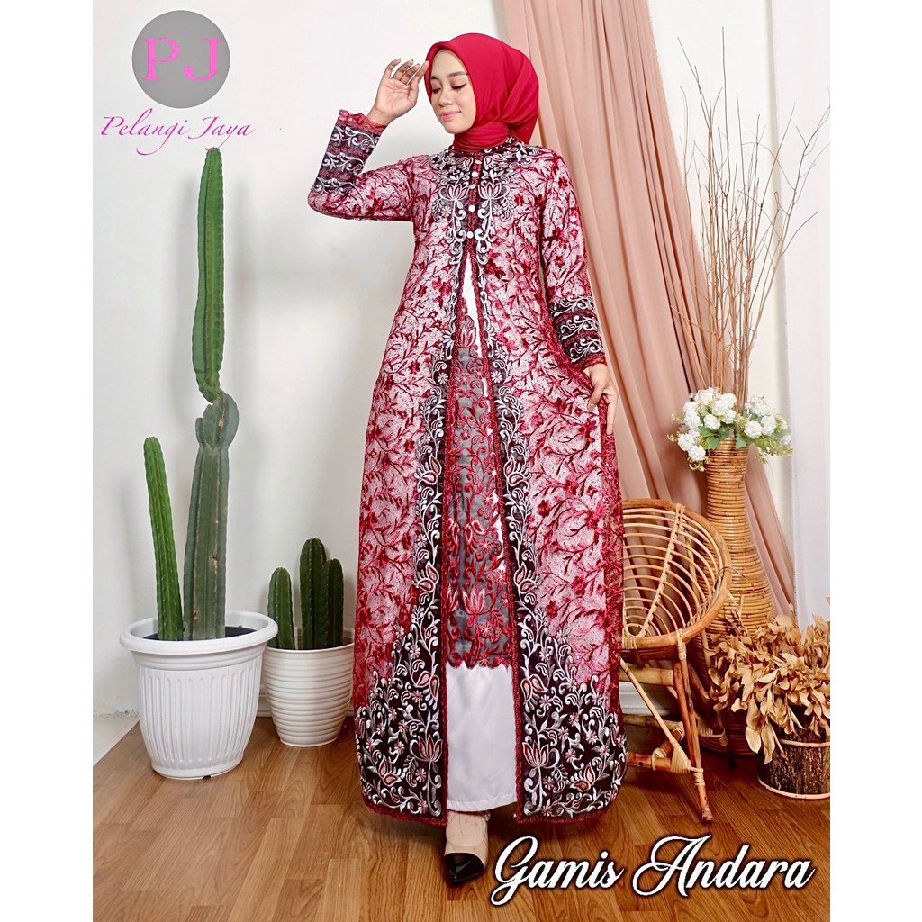 ( COD) GAMIS PESTA BROKAT TULLE SPIDER TERBARU/ GAMIS KEBAYA KONDANGAN MODEL CARDIGAN/ GAMIS  SERAGA