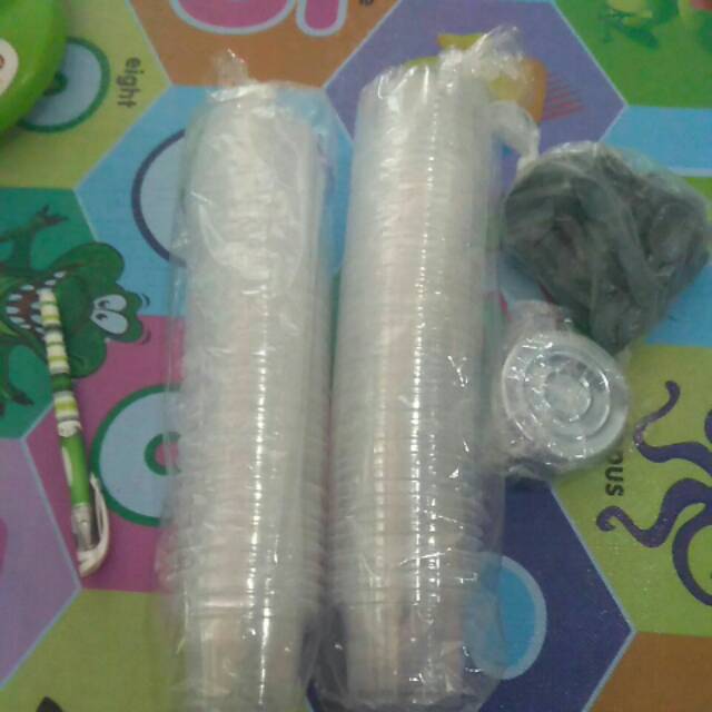 Cup agar || gelas ager cup puding || cup jelly 50 ml, 60ml isi 50 komplit tutup dan sendok