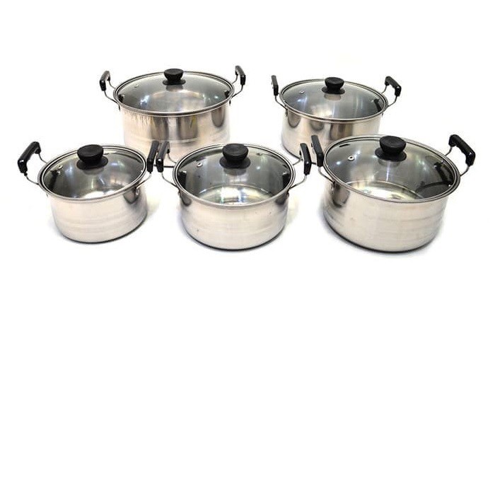 TERBARU (3kg)  SHENAR PANCI STAINLESS STEEL COOKWARE 5 SET PANCI 5 SET TUTUP KACA PANCI SET PANCI ISI 5 PCS|PANCI TEBAL SERBAGUNA|PANCI SET STAINLEES KUAT