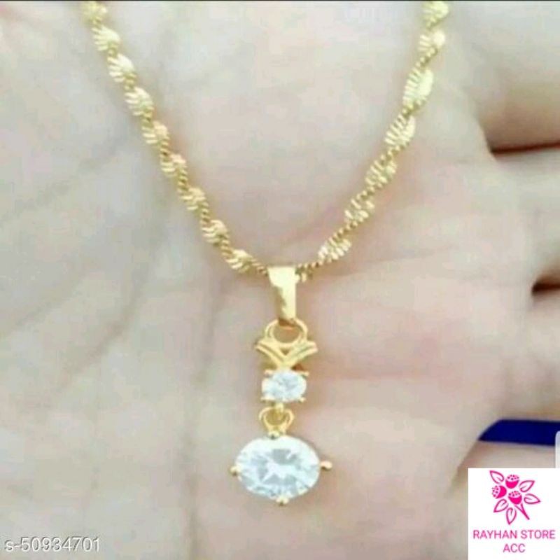 Kalung melintir free liontin bandol permata fhasion wanita cantik lapis emas gold Anti karat