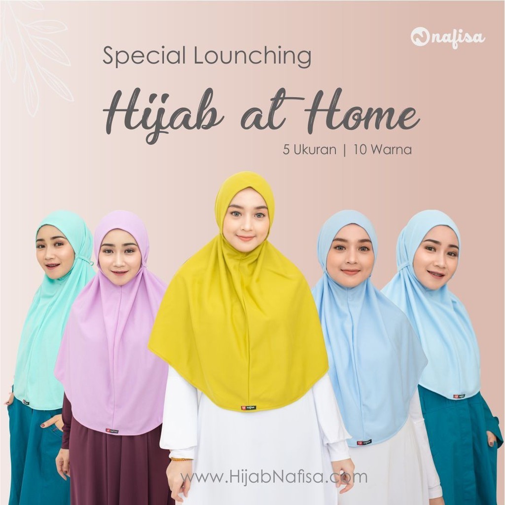 Jilbab Nafisa At Home Size XL | Hijab Instan Tali Kerudung Khimar Tanpa Pet |  Instan Kaos Antem