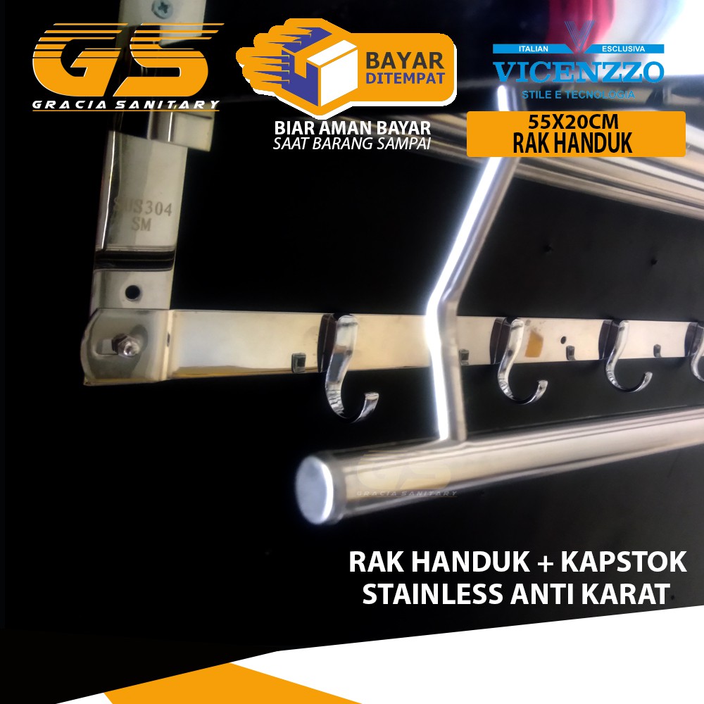 Rak handuk kamar mandi 5 baris stainless stell / Kapstok Baju Dan Handuk /  Gantungan Baju / Tempat Handuk