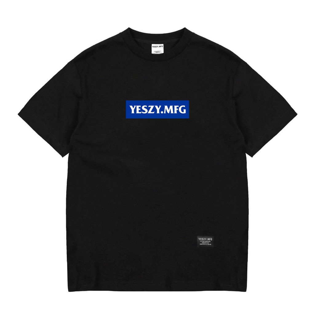 YESZY.MFG Tshirt Black Logo Box Blue