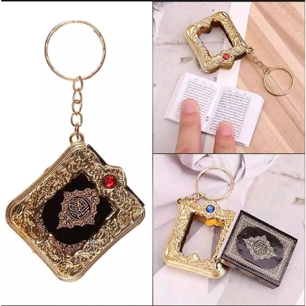 Gantungan Kunci Al-Qur'an Mini Al-Quran Asli Souvenir Indah Hadiah Oleh oleh Haji Umrah Umroh