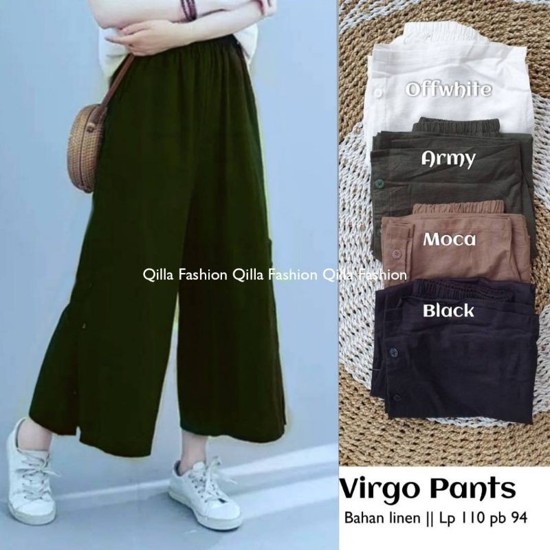 Virgo pants TERBARU..!! - KULOT LINEN RAMI KANCING BAWAH - CELANA PANJANG WANITA POTONGAN LONGGAR