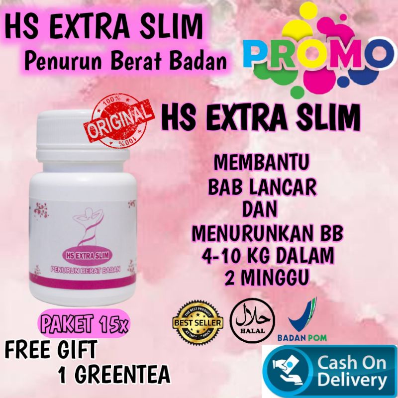 "obat pelangsing badan dan perut cepat - HS EXTRA SLIM herbal (15X ) - Program Diet [ 7 Hari ] - pel