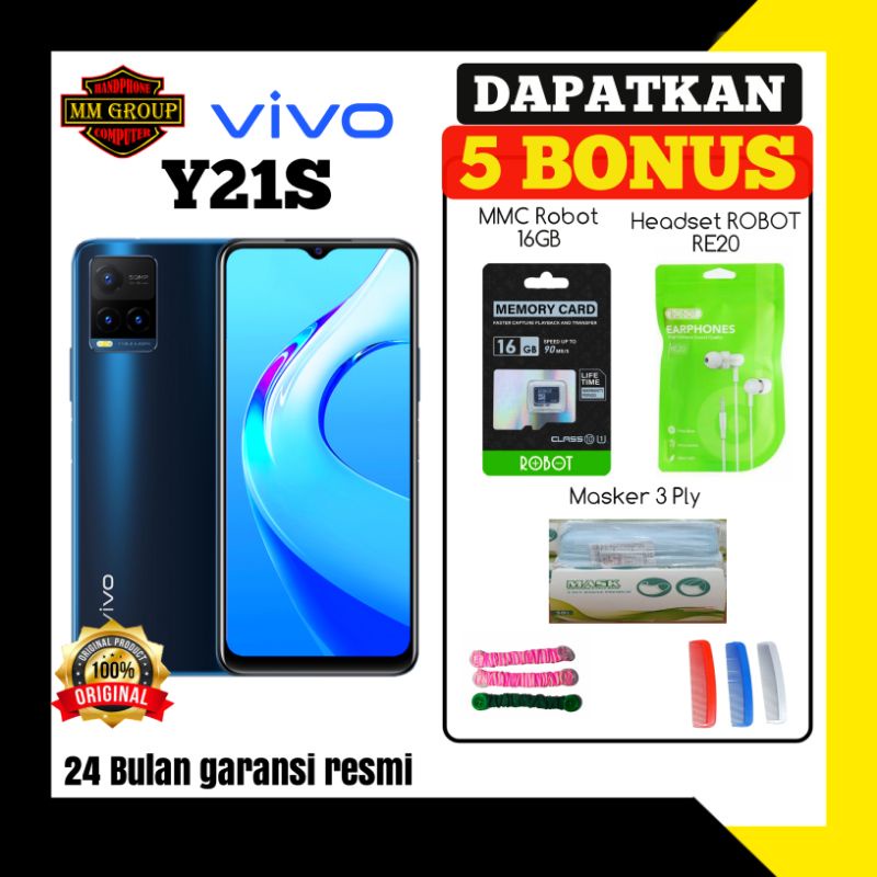 HP VIVO Y21 RAM 4+1GB ROM 64GB DAN Y21S RAM 4+1GB ROM 128GB GARANSI RESMI VIVO INDONESIA