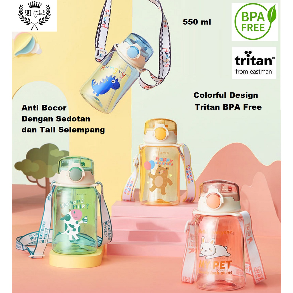 BOTOL MINUM ANAK Diller My Pet TRITAN BPA FREE 550ml dengan Sedotan