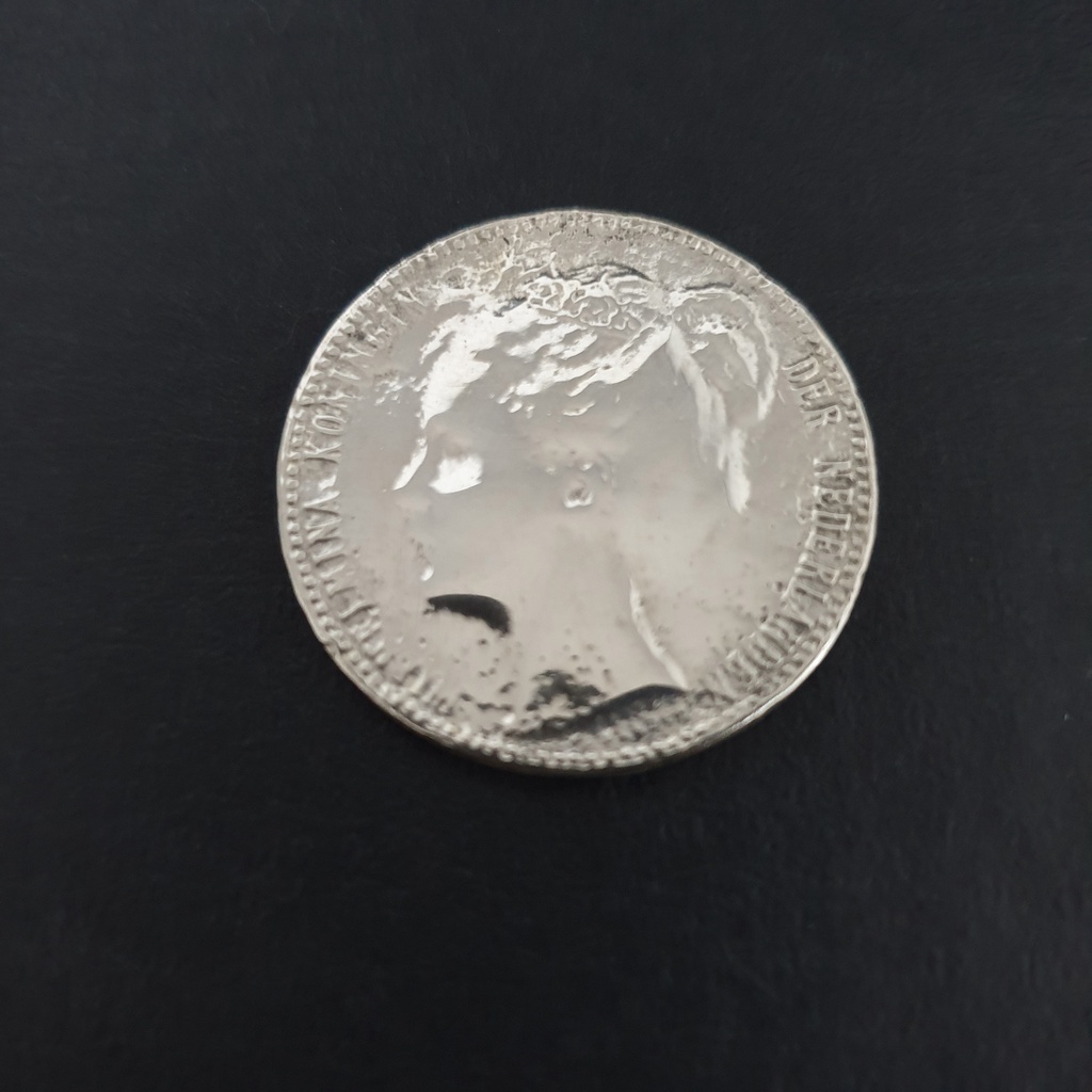 Uang Koin Kuno Perak Kuno Belanda 1 Gulden Wilhelmina Tahun 1907