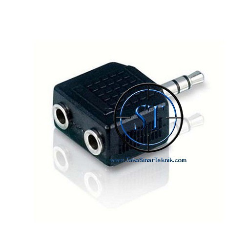 BA-42 Jack 3.5mm to Double Female 3.5mm ( Connector Headtset Double ) Pembagi Aux Suara Sound Mini Stereo 2 Garis Stereo female Soket Sambungan Connector Konektor Headphone