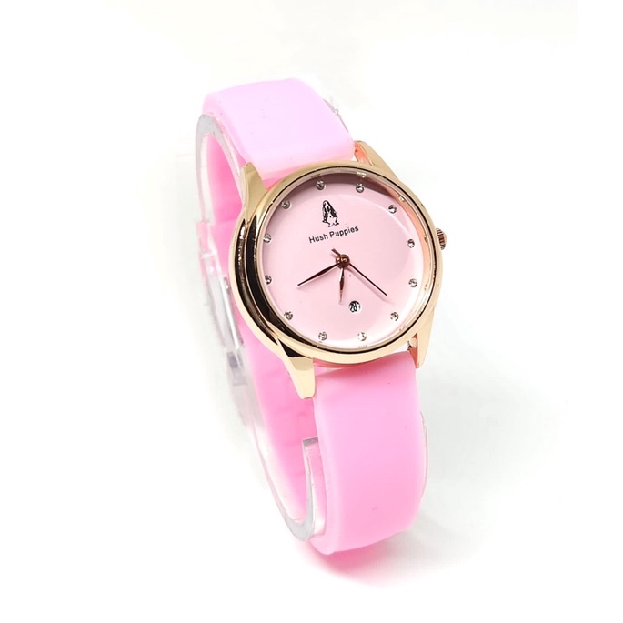 [GPW] Jam Tangan Wanita Hush Puppies Tali Rubber Ring Rosegold Tanggal Aktif